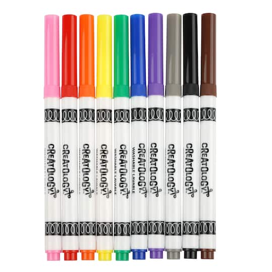 12 Packs: 10 ct. (120 total) Primary Fine Line Washable Markers by Creatology&#x2122;